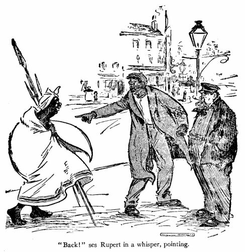 &lsquo;Back!&rsquo;  Ses Rupert in a Whisper, Pointing. 